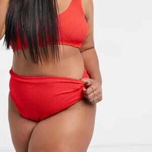 Asos Design Curve Crinkle High Waist Bikini Bottom